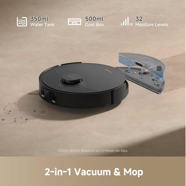 DREAME D20 Pro Plus Robot Vacuum, 13,000Pa Suction, DuoBrush for Pet Hair, Corner Cleaning, Self Emptying, LDS Navigation Laser Avoidance, Vacuum Mop, Hard Floors&Carpets (Black)
