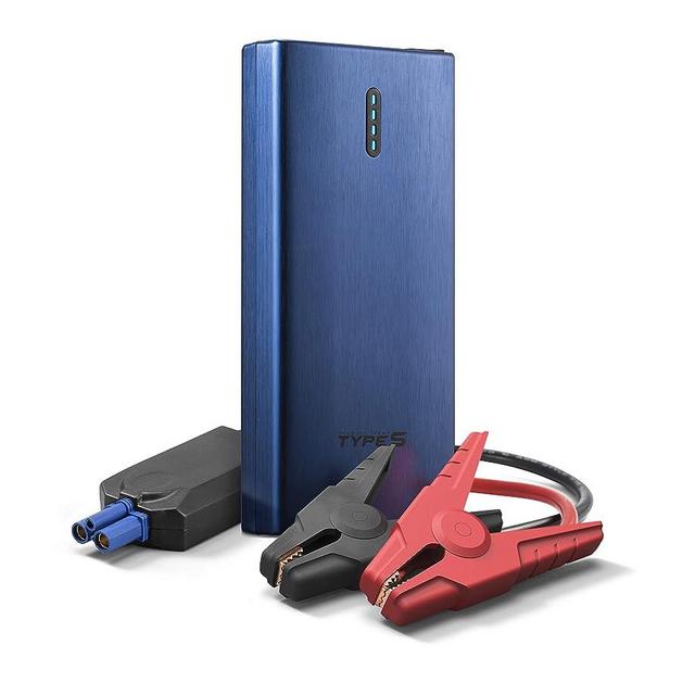 Type S Car Battery Jump Starter Portable, 12V 7.0L Lithium Battery Booster Jump Starter Pack, 500A Gas 3L Diesel 4.5L 10000mAh Power Bank LED Flashlight Dual USB-A USB-C Battery Cable UL Listed - Blue