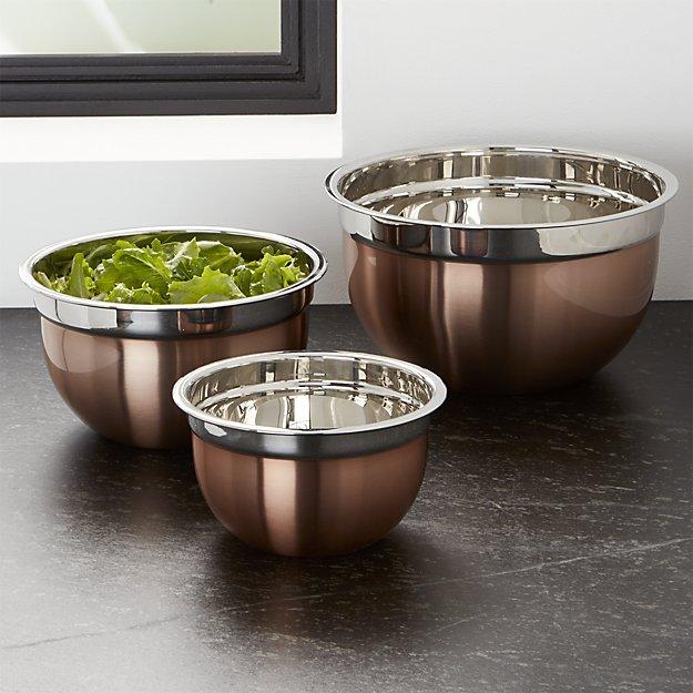 Copper Mixing Bowl Set of Three