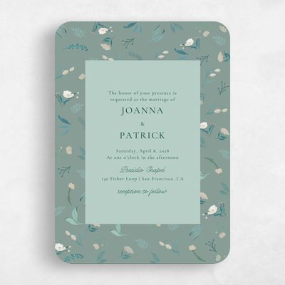 Green Rounded Wedding Invitation - Blysse Classic