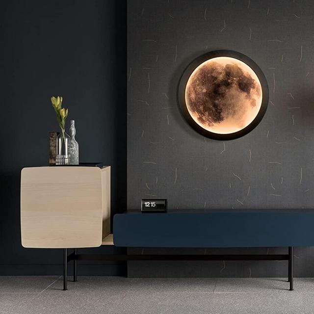 Magic Moon Mirror Decor, Round Wall Makeup Mirror with 3 Brightness LED Lights and 3 Effect Mode, Standing or Wall-Mounted, Living Room Bathroom Decorative Mirror Home Decorations 9.84 Inch