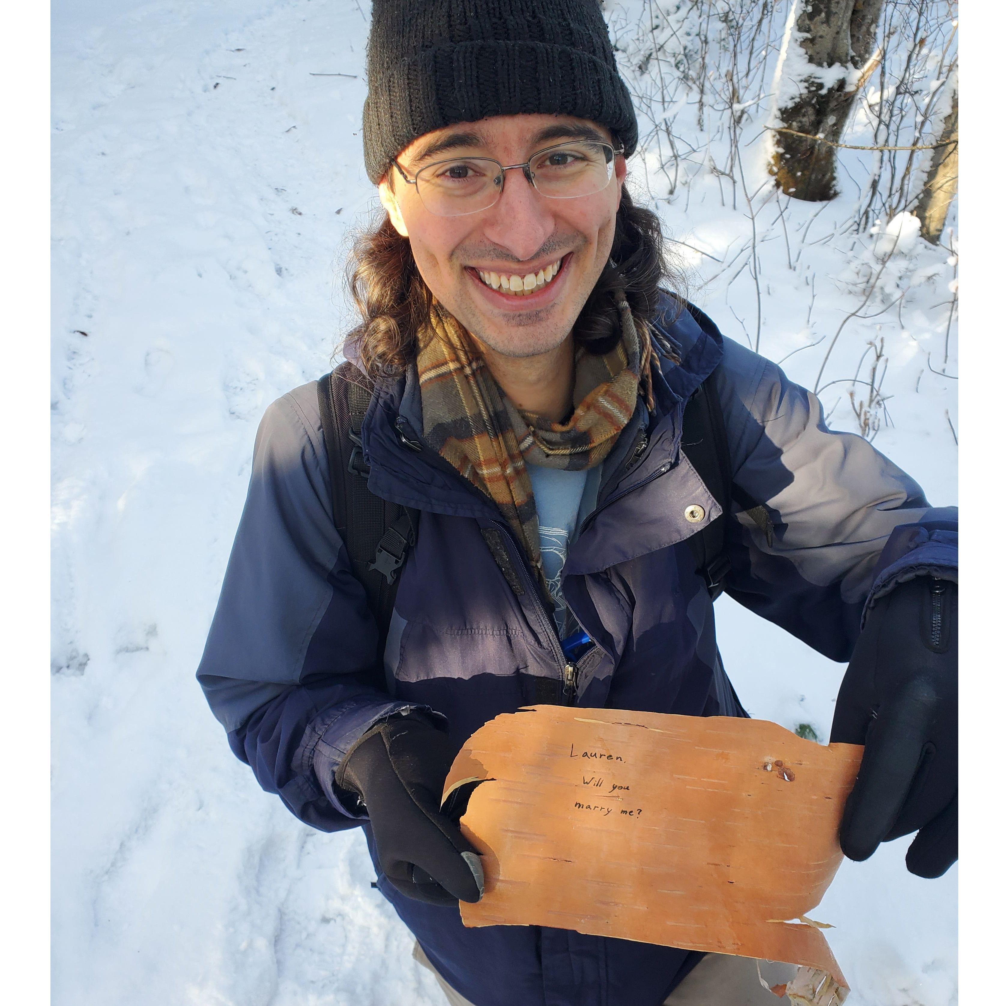 Getting engaged on Haystack Mountain, Vermont