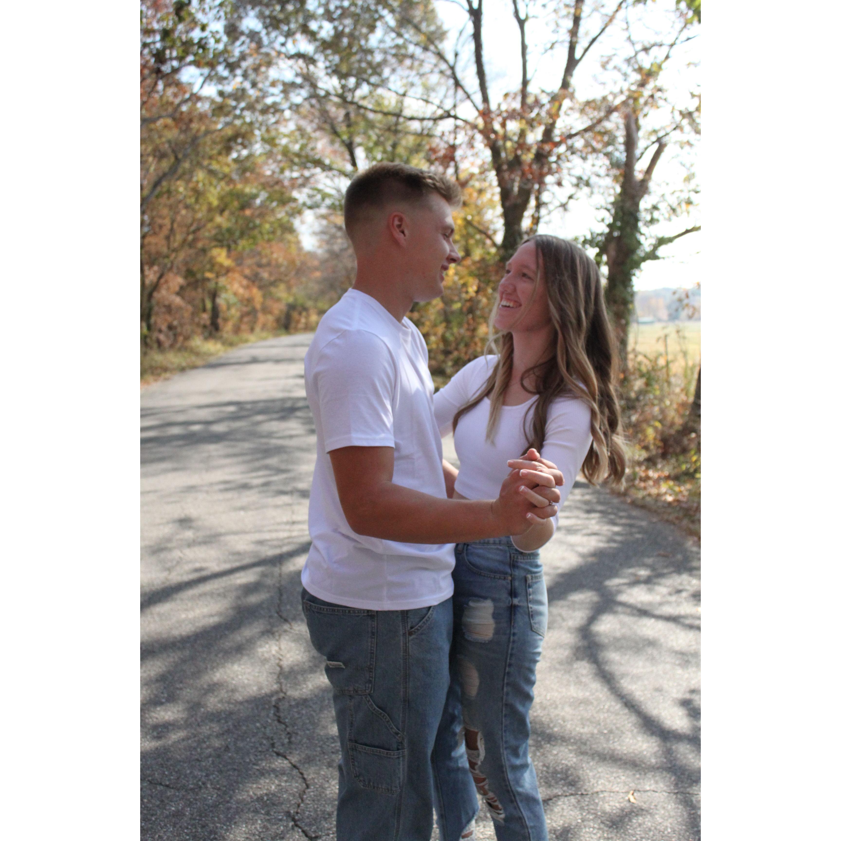"Fall into me and I'll catch you, darlin' We'll dance in the street like nobody's watching"