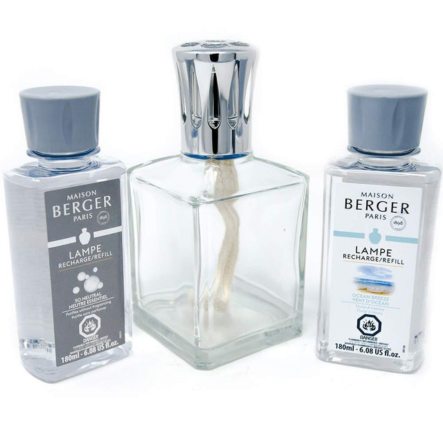 Lampe Berger Lamp Gift Set - Essential Square, Includes Fragrance Ocean Breeze and So Neutral 180ml / 6.08 fl.oz.