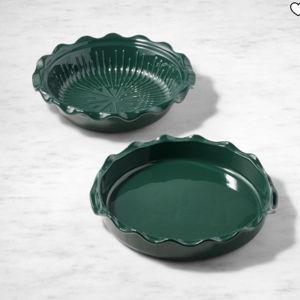 Emile Henry French Ceramic Bonjour Pie & Tart Dish Set