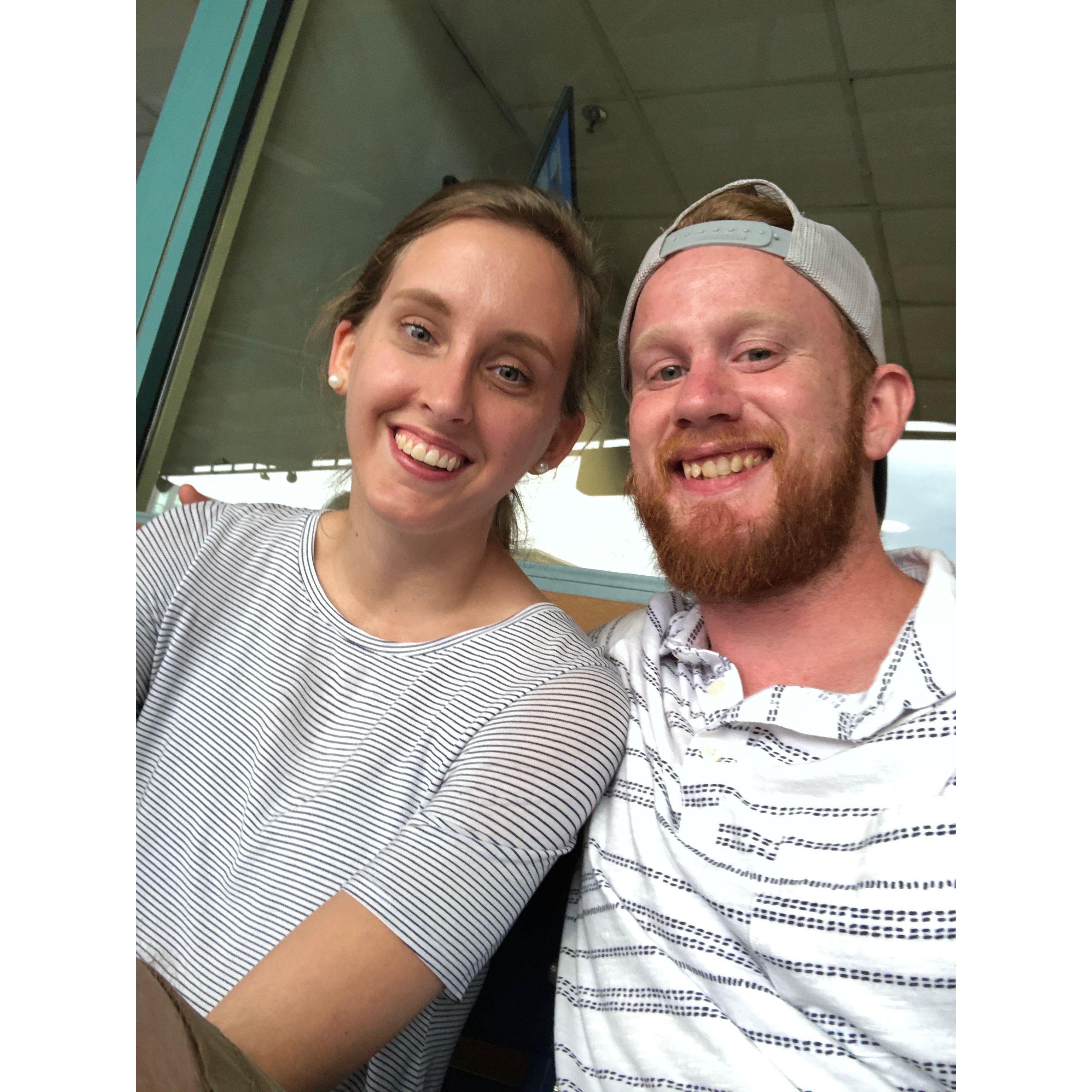 Attending a Durham Bulls game with Will's family.