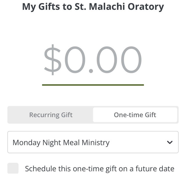 Cash Fund - Donation to St. Malachi Meal Ministry