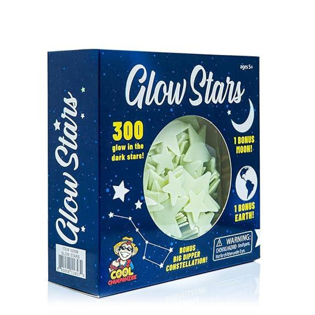 300 Count Glow Stars; Glow in The Dark Stars for Ceiling, Ceiling Stars, Glowing Stars for Ceiling Include Bonus Moon, Earth & Big Dipper Constellation (300 Stars)
