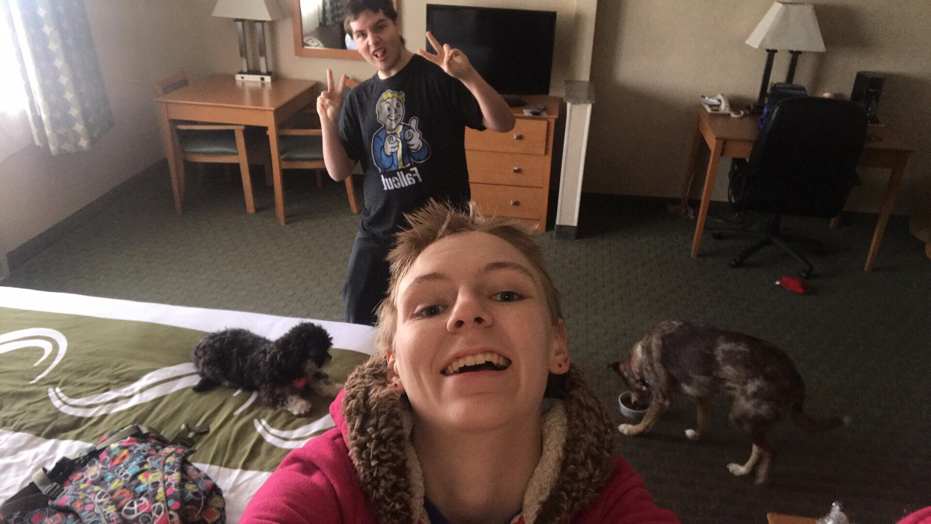 Staying at a hotel in Dubuque right before Susan started classes!