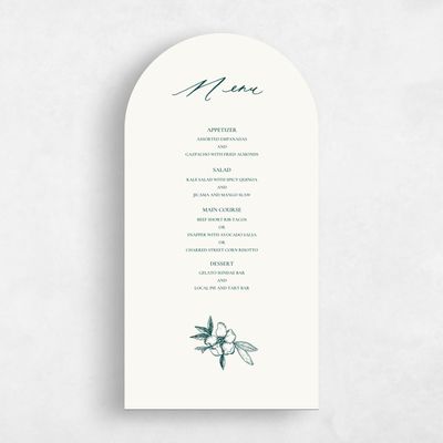 Green Arch Wedding Menu - Kianna