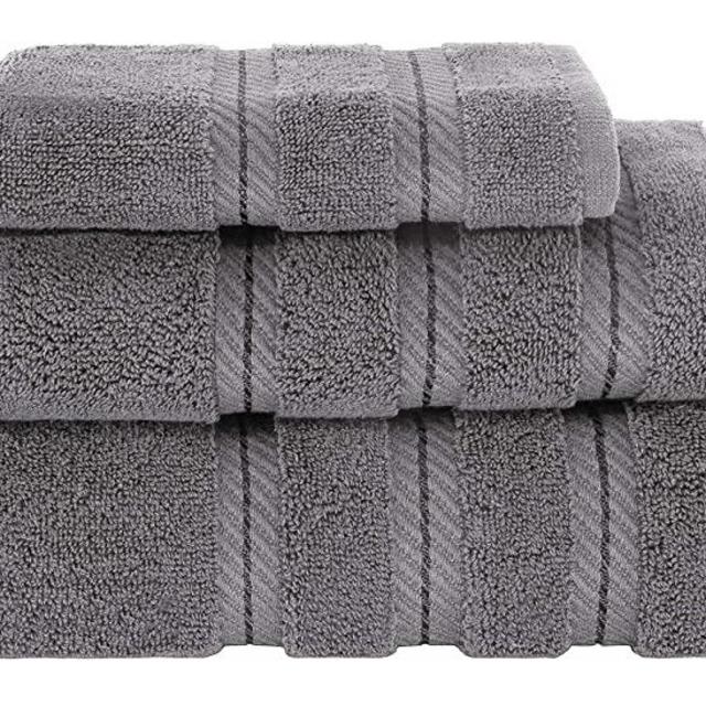 American Soft Linen Washcloth Set 100% Turkish Cotton 4 Piece Face Hand Towels for Bathroom and Kitchen - Rockridge Gray