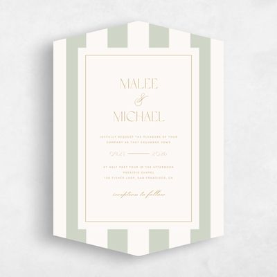 Green Diamond Wedding Invitation - Cancun Portrait