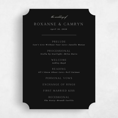 Black Ticket Wedding Program - Zariah