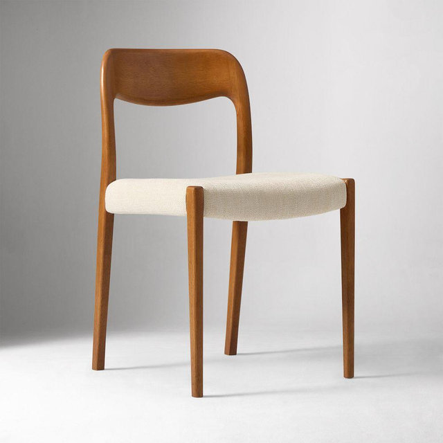 Lacey Dining Chair, Basket Slub Sand, Cool Walnut