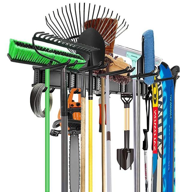 WALMANN Wall Mounted Tool Organizer, Ski Wall Rack, Garage Storage Rack, Heavy Duty Garden Tool Storage Organization System, Holds Up to 300lbs