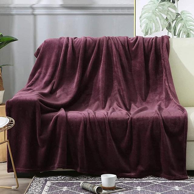BEAUTEX Fleece Blanket Twin Size Super Soft Flannel Throw Blanket Lightweight Fuzzy Plush Blanket for Couch Sofa or Bed All Seasons (Wine, 60" x 80")