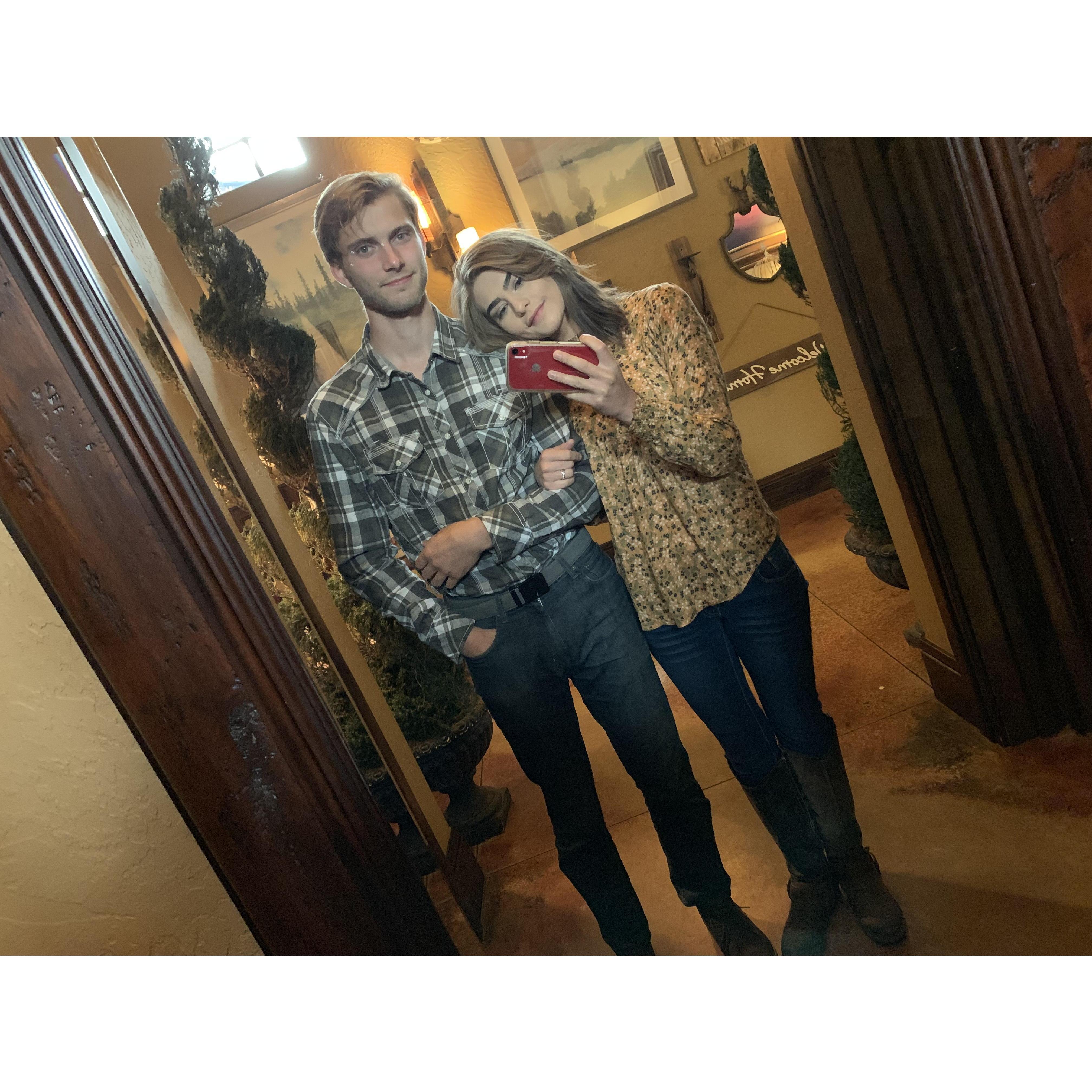 2 year anniversary mirror selfie at Swiftwater cellars.