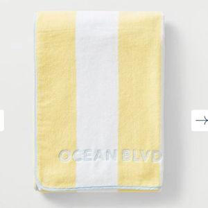 4 yellow stripe beach towels | personalization optional :)