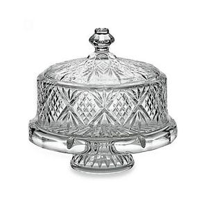 Godinger Dublin Crystal 4- in -1 Footed Cake Plate with Dome Cover