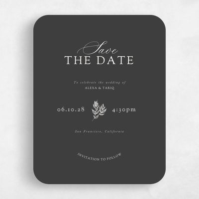 Grey Rounded Wedding Save the Date - Leif Portrait