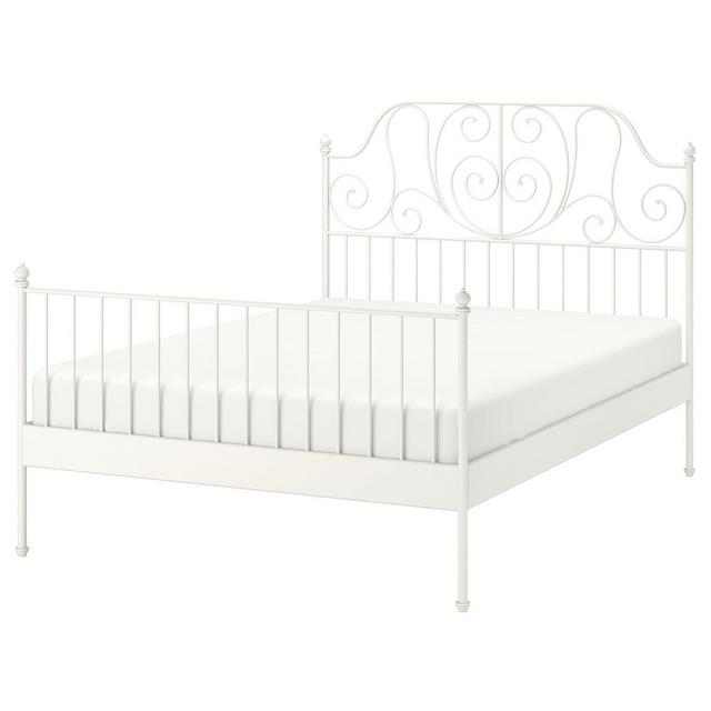 LEIRVIKBed frame, white/LuröyQueen