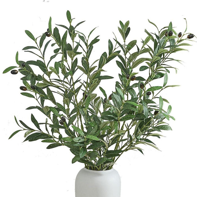Vicrol 2 PCS 39 Inch Faux Olive Branches Artificial Flowers Greenery Stems Olive Tree Branch for Vase Filler Home Decor Indoor