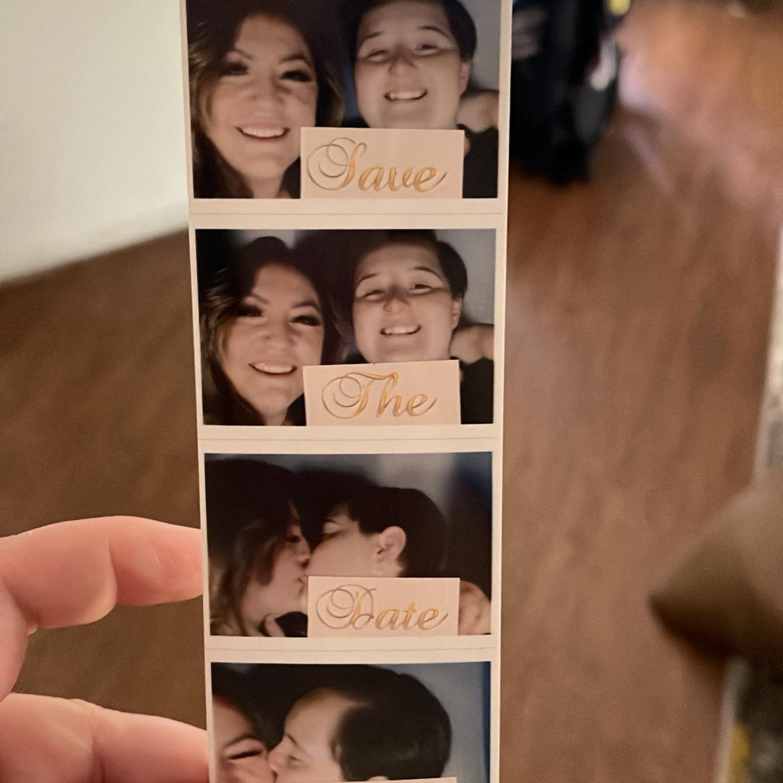 Got these on a trip to Sue Ellen's (a lesbian bar). We chose this frame well before we were engaged...so you could say we were meant to be or whatever. :) -Carissa