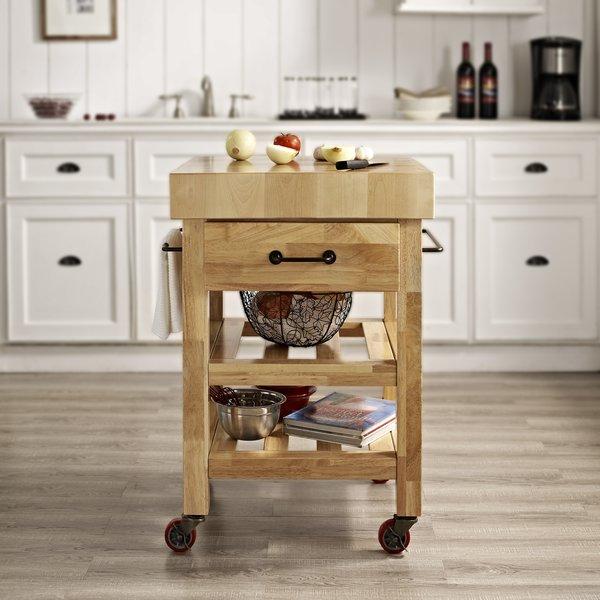 Marston Island Kitchen Cart with Wood Top