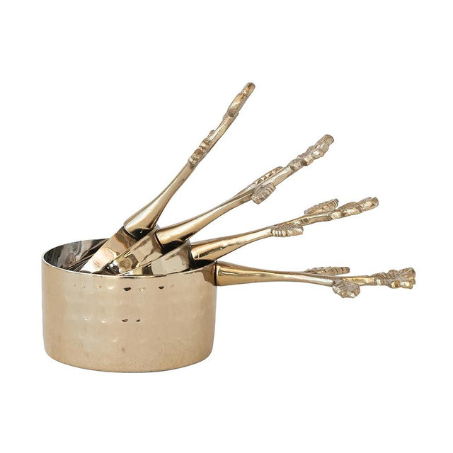 Creative Co-Op Stainless Steel and Aluminum Measuring Cups with Handles, Gold Finish