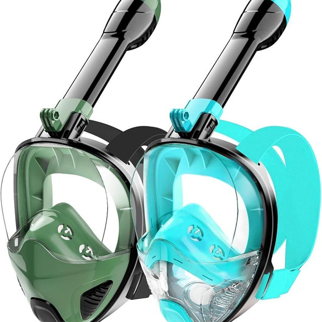 Full Face Snorkel Mask for Adults Teen, Snorkeling Gear with Detachable Camera Mount, Panoramic 180° View, Anti-Fog Anti-Leak Snorkling Set for Man and Women