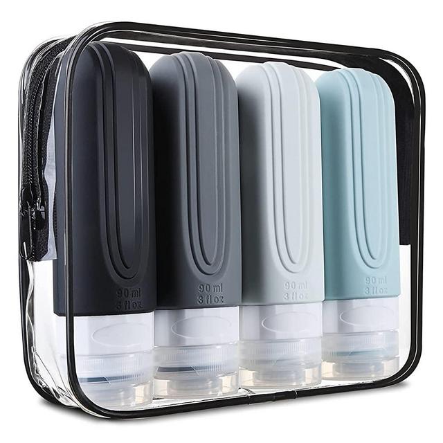 Travel Bottles for Toiletries, Mrsdry Tsa Approved 3oz Travel Size Containers BPA Free Leak Proof Refillable Liquid Silicone Squeezable Travel Accessories for Shampoo Conditioner Lotion (4 Pack)