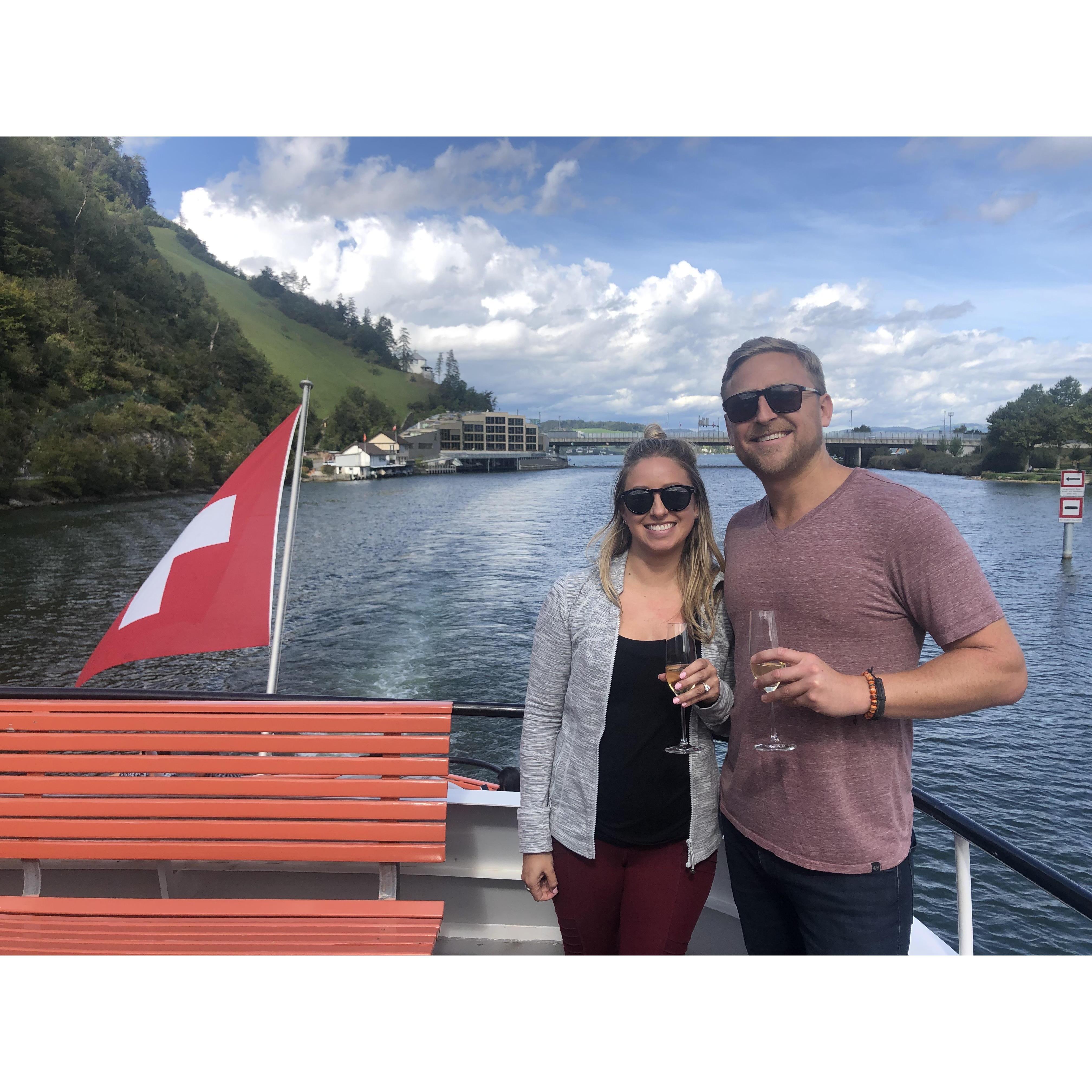 We took this photo right after Devon proposed on Lake Luzern.