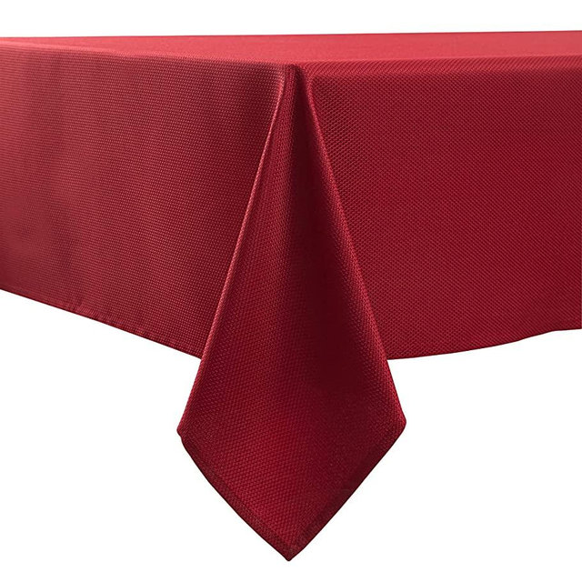 Biscaynebay Textured Fabric Tablecloth 70 X 120 Inches Rectangular, Red Water Resistant Tablecloths for Dining, Kitchen, Wedding and Parties, Machine Washable