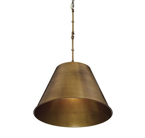Trade Winds Lighting TW91316-BK Modern Farmhouse 1-Light Metal Drum Shade Pendant in Natural Brass for Kitchen Island, Dining Area, Hallway