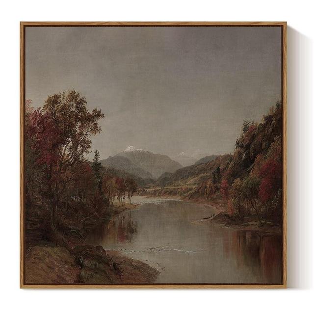 ARPEOTCY 24×24 Inch Vintage Framed Canvas Wall Art, Fall Natural Scenery Square Wall Decor for Living Room, Large Vintage Painting for Bedroom, Framed Art Prints, for Office
