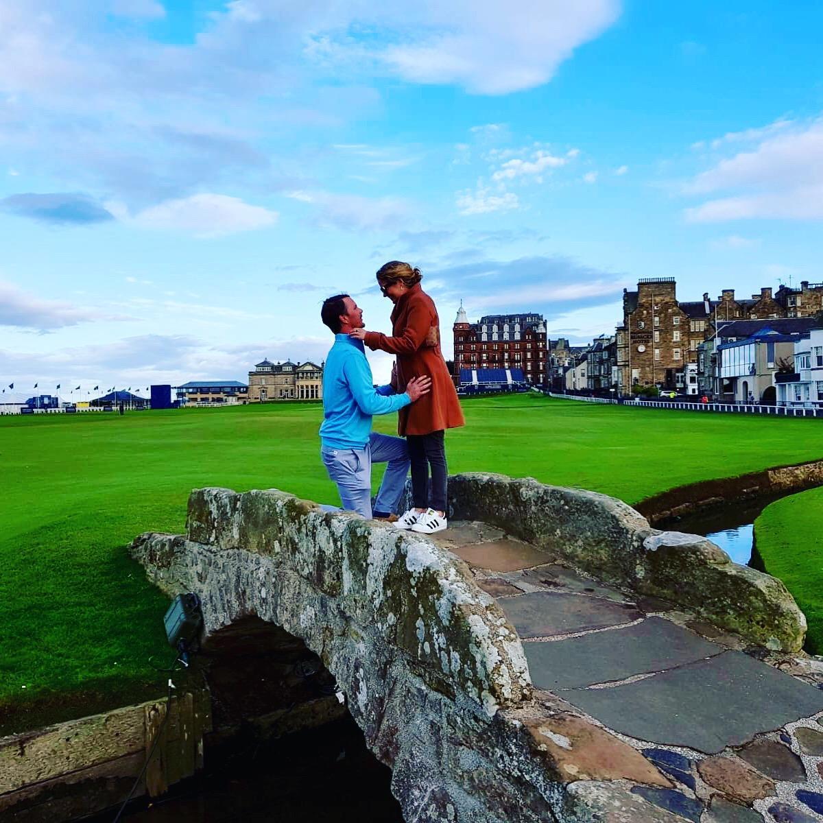 Swilken Bridge on the Old Course at St. Andrews Links in Edinburgh, Scotland.