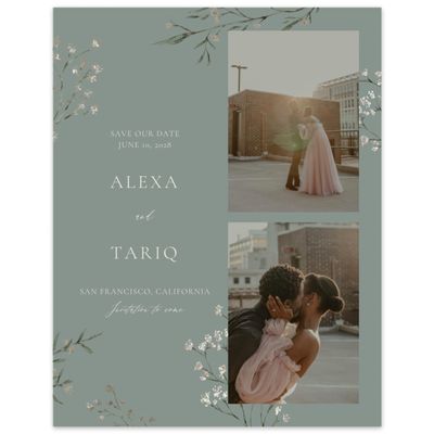 Deep Sage, Green Wedding Digital Save the Date - Sweetbay Multiphoto