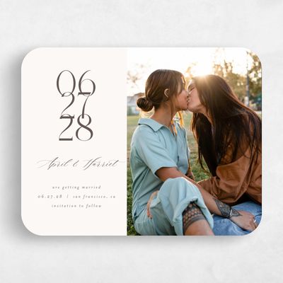 Beige Rounded Wedding Save the Date - Aion Photo