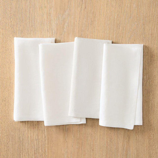 European Linen Napkin, White, 20x20, Set of 4
