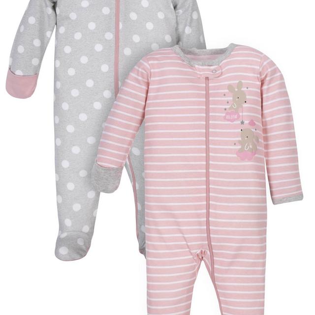 Mitten Cuff Footie Onesies, set of 2