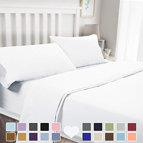 BYSURE 4 Piece Luxury Bed Sheet Set(Queen,White) - Ultra Soft 1800 Thread Count Double Brushed Microfiber,Deep Pockets,Wrinkle & Fade Resistant Cooling Bedding