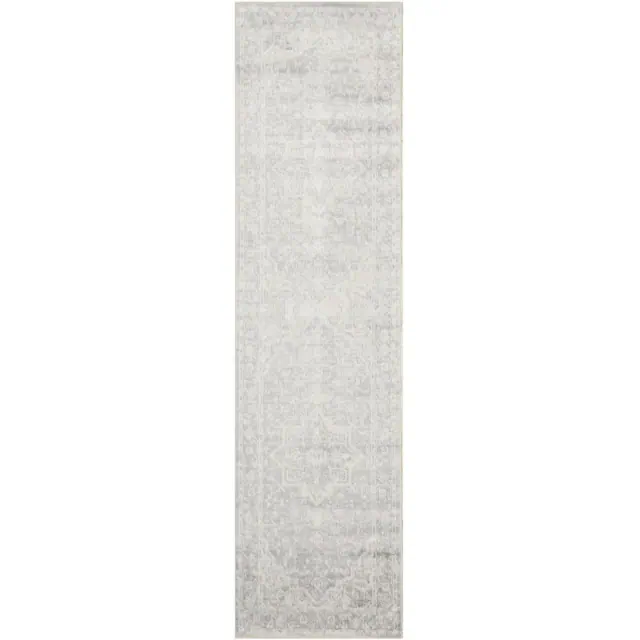 Nourison Astra Machine Washable 2' x 6' Grey Vintage Indoor Flatweave Rug