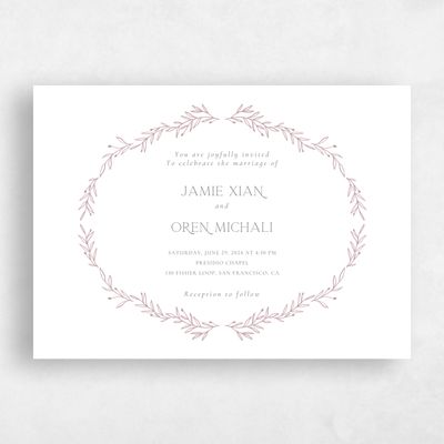 Dusty Rose, Pink Wedding Invitation - Kently Landscape