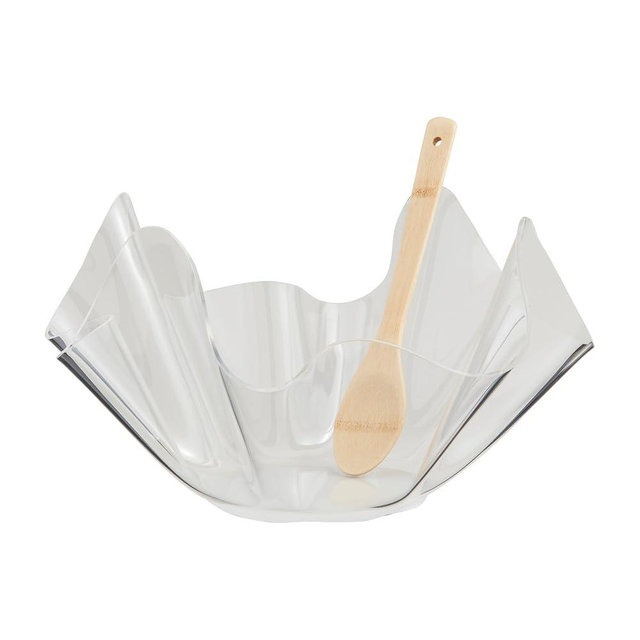 Mud Pie Acrylic Ruffle Bowl Set; bowl 9" x 16" dia | spoon 11"