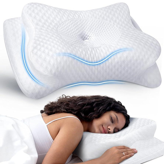 No More Aches Neck Pillow for Pain Relief, Adjustable Cervical Pillow for Neck Support with Armrest, Odorless Ergonomic Contour Memory Foam Pillows,Orthopedic Bed Pillow for Side Back Stomach Sleeping