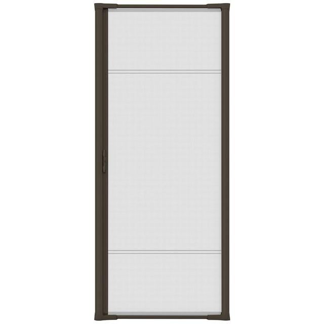 LARSON Brisa Single Brown Retractable Screen Door with Thin Mesh Screen for High Visibility, Fits 80-in to 81-in Tall x 32-in to 36-in Wide Front Doors