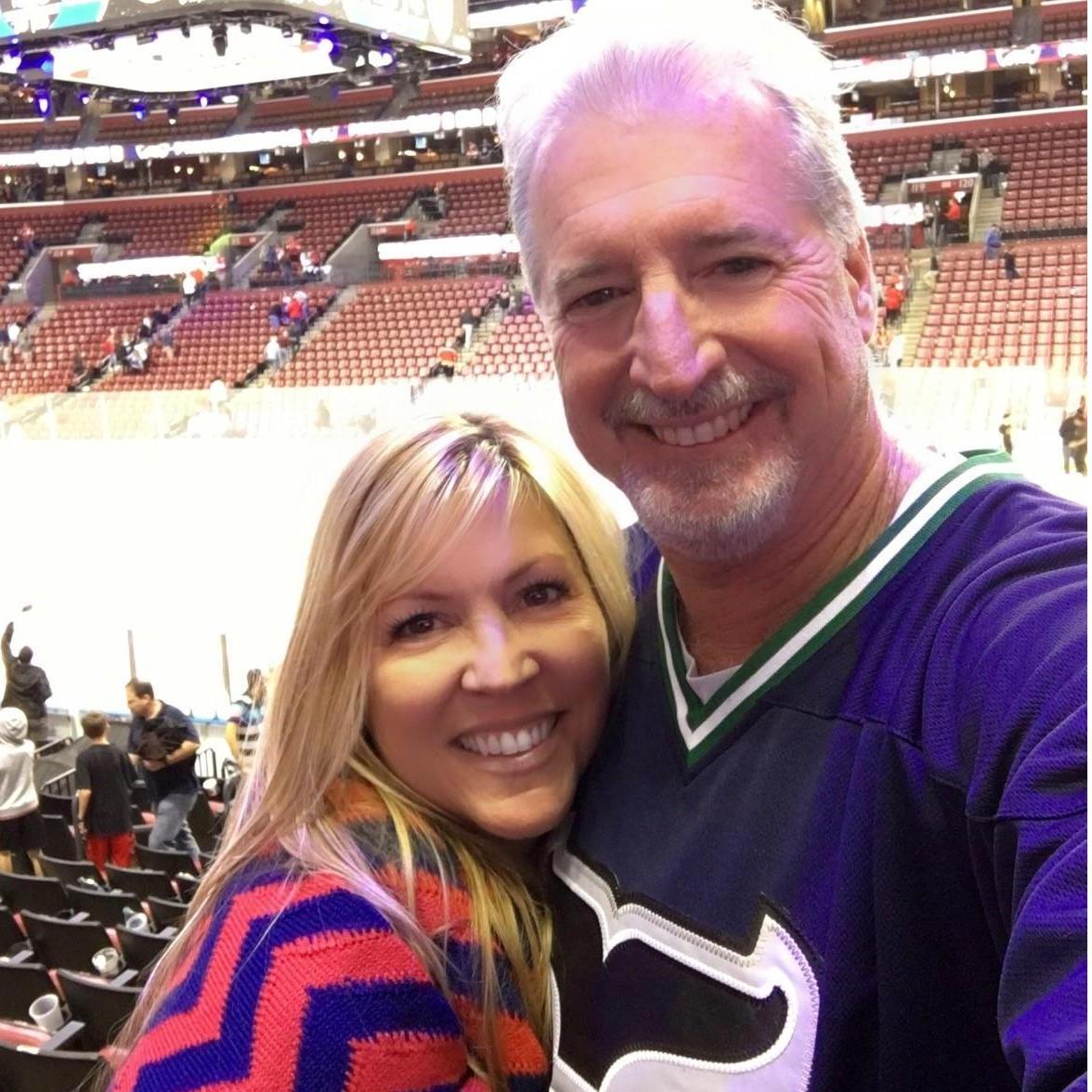 Our first hockey game together. Notice the Whalers jersey. (2017)