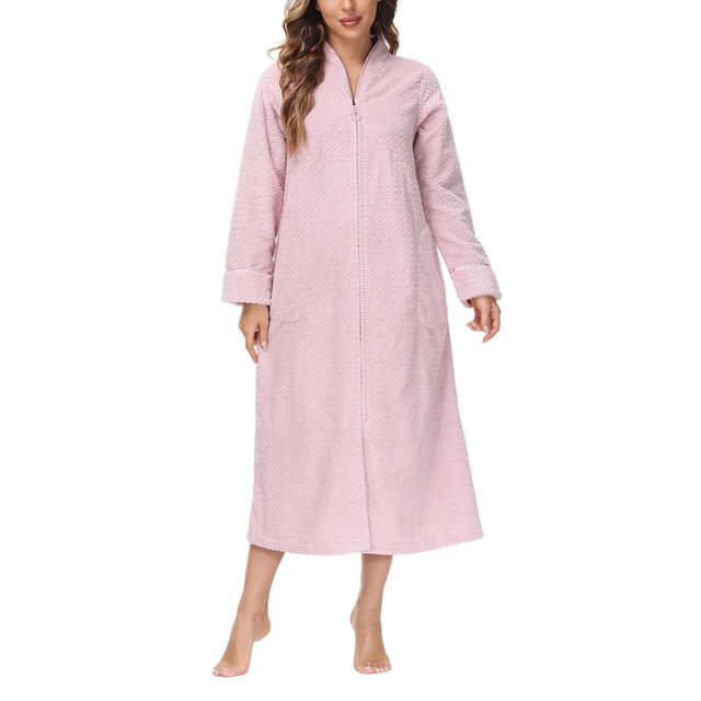 INK+IVY Women's Front Zipper Plush Robe