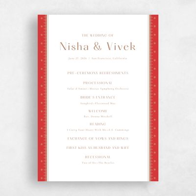 Red Wedding Program - Pyaar