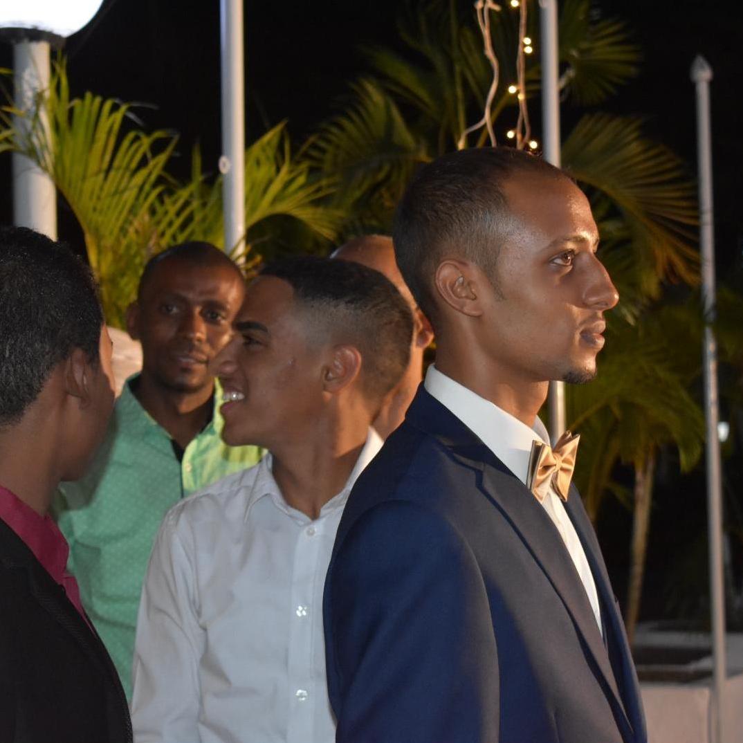 Fahad and family waiting to enter the hall on the day of the Kupamba (Saturday, July 13, 2019).